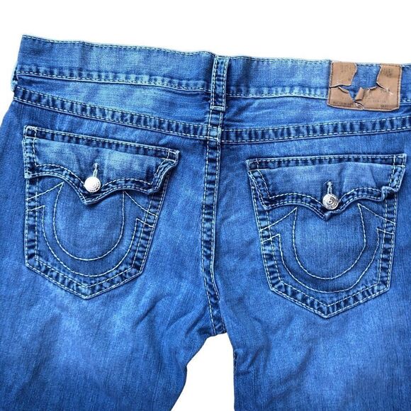 RARE True Religion Jeans Size 40 STRAIGHT FLAP T Blue - Picture 2 of 9